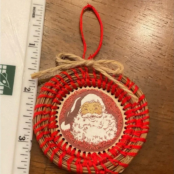 Festive Red Santa Woven Ornament - Picture 2 of 3